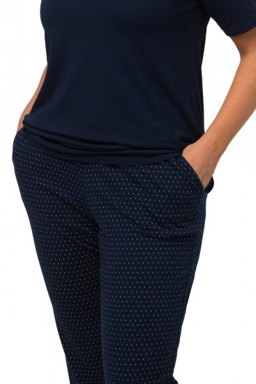 Ulla Popken 821244 Pijama às bolinhas Azul-marinho - Pijamas/Loungewear - 