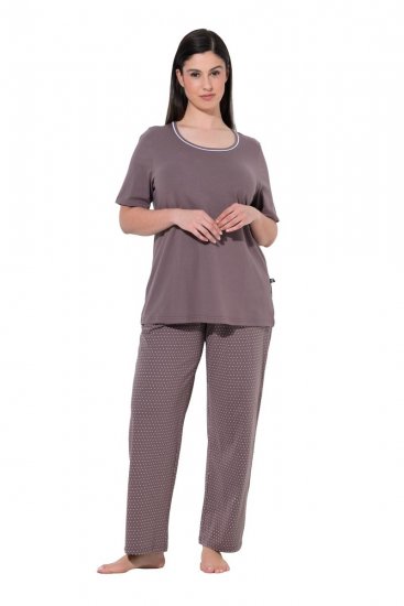 Ulla Popken 821244 Pijama às bolinhas Castanho - Pijamas/Loungewear - 