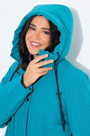 Ulla Popken 821495 Sobretudo técnico Turquesa - Casacos - Casacos de Mulher em Tamanhos Grandes
