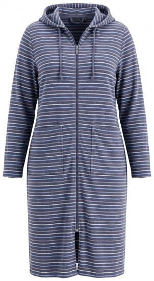Ulla Popken 821543 Roupão turco às riscas Antracite - Robes & roupões - 