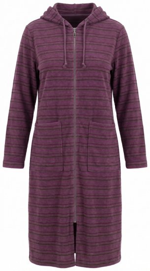 Ulla Popken 821543 Roupão turco às riscas com fecho Castanho - Robes & roupões - 
