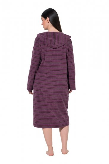 Ulla Popken 821543 Roupão turco às riscas com fecho Castanho - Robes & roupões - 