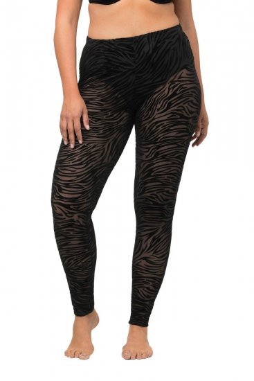 Ulla Popken 822286 Leggings de meia com padrão animal Preto - Collants & meias - 
