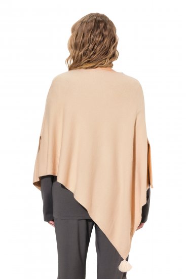 Ulla Popken Knit Pointed Hem Poncho Nature Melange - Sweatshirts & hoodies - 