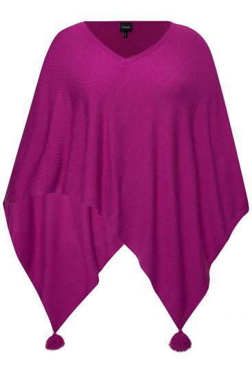 Ulla Popken Knit Pointed Hem Poncho Berry - Sweatshirts & hoodies - 