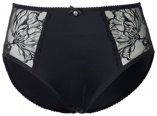 Ulla Popken 822864 Cuecas com flores com renda Preto - Cuecas - 