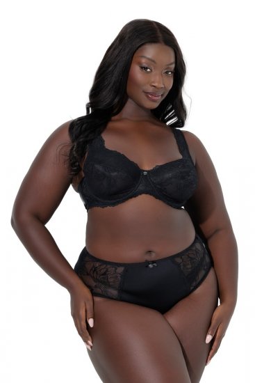 Ulla Popken 822864 Cuecas com flores com renda Preto - Cuecas - 