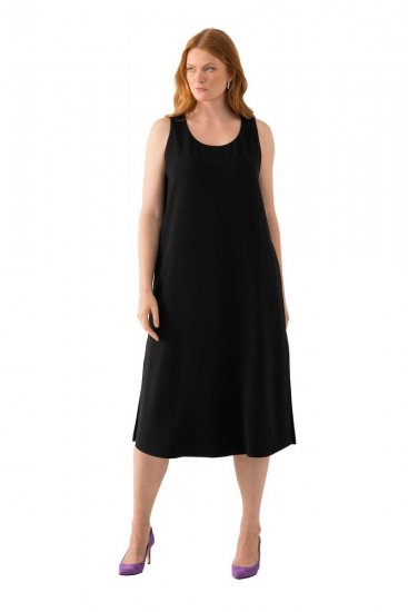 Ulla Popken 823276 Vestido sem mangas Preto - Vestidos maxi - Vestidos maxi plus size para mulher