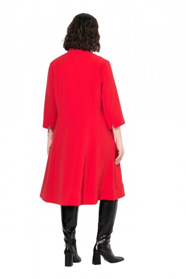 Ulla Popken 823290 Vestido evasê com bolsos Vermelho - Vestidos midi - Vestidos Midi Tamanhos Grandes