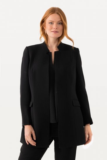 Ulla Popken 823318 Blazer com gola alta Preto - Blazers e Coletes - Blazers em Tamanhos Grandes
