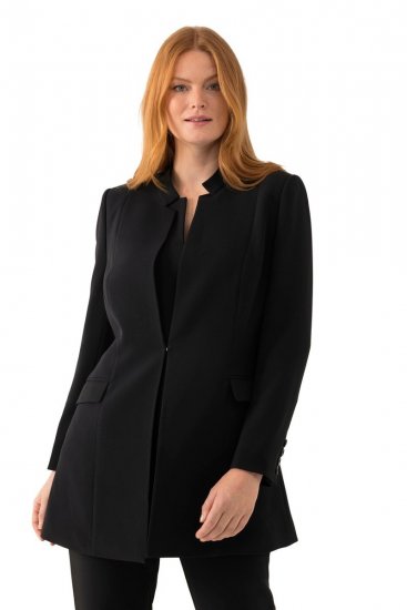 Ulla Popken 823318 Blazer com gola alta Preto - Blazers e Coletes - Blazers em Tamanhos Grandes
