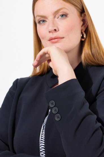 Ulla Popken 823318 Blazer com gola alta Azul-marinho - Blazers e Coletes - Blazers em Tamanhos Grandes