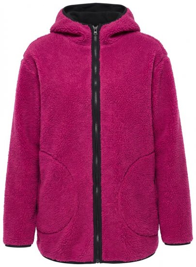 Ulla Popken 823371 Casaco teddy com capuz e bolsos acolchoados Fúcsia - Roupa polar - 