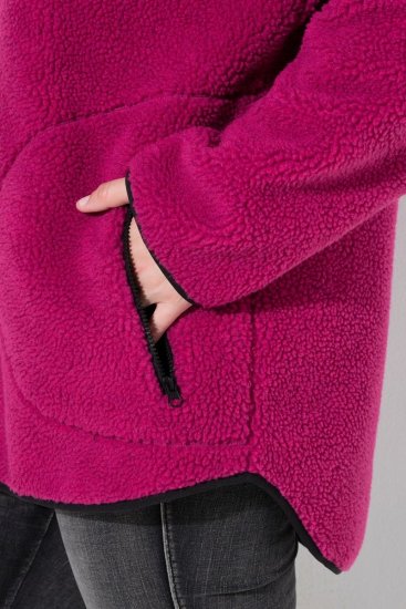 Ulla Popken 823371 Casaco teddy com capuz e bolsos acolchoados Fúcsia - Roupa polar - 