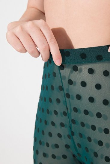 Ulla Popken 823383 Leggings de meia às bolinhas Verde azeitona - Collants & meias - 