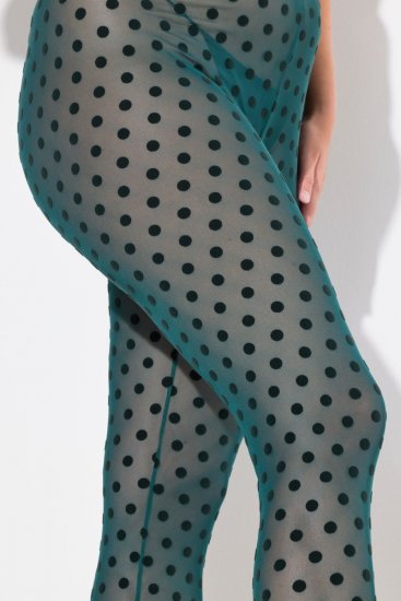 Ulla Popken 823383 Leggings de meia às bolinhas Verde azeitona - Collants & meias - 