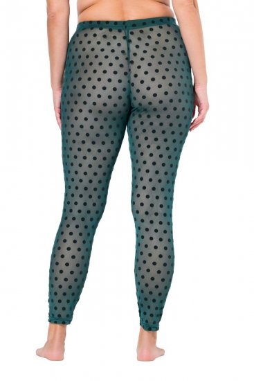 Ulla Popken 823383 Leggings de meia às bolinhas Verde azeitona - Collants & meias - 