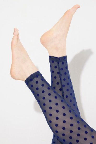 Ulla Popken 823383 Leggings de meia às bolinhas Azul-marinho - Collants & meias - 