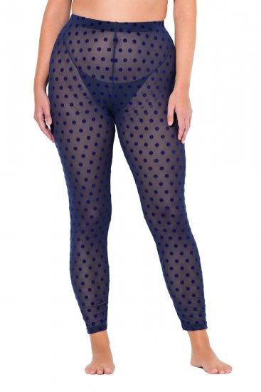 Ulla Popken 823383 Leggings de meia às bolinhas Azul-marinho - Collants & meias - 