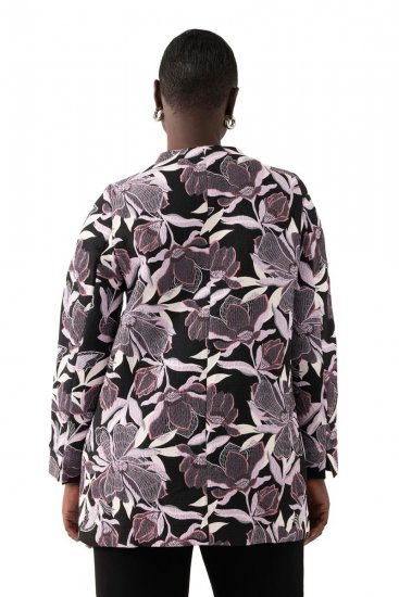 Ulla Popken 823967 Blazer floral em jacquard com manga 3/4 Preto - Blazers e Coletes - Blazers em Tamanhos Grandes