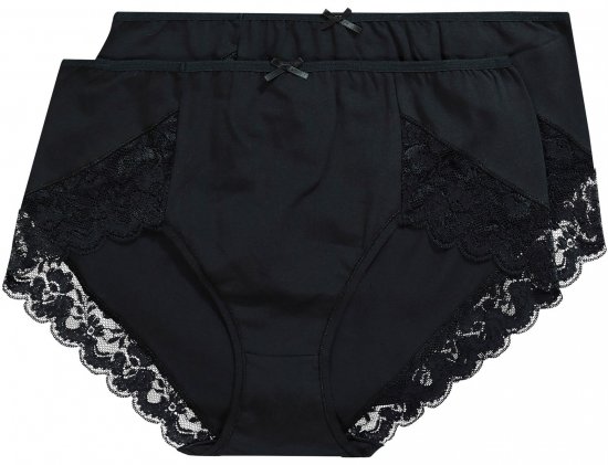 Ulla Popken 824106 Cuecas com renda pack de 2 Preto - Cuecas - 