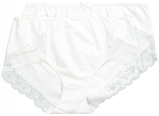 Ulla Popken 824106 Boxers com renda pack de 2 Branco - Cuecas - 