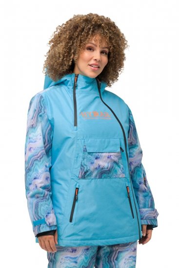 Ulla Popken 824429 Casaco de esqui marmoreado com tripla função Azul - Roupa de esqui - 