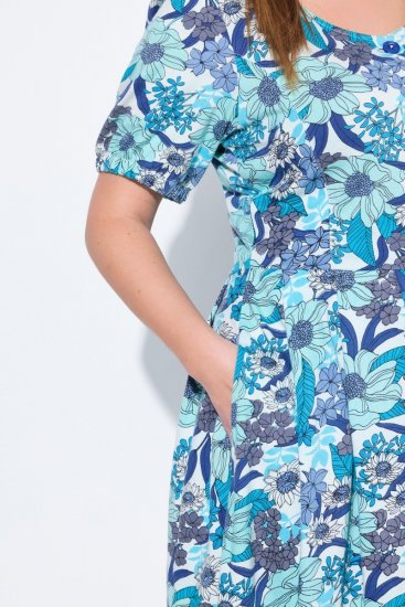 Ulla Popken 824966 Vestido camiseiro floral Azul-marinho - Vestidos camiseiros - 