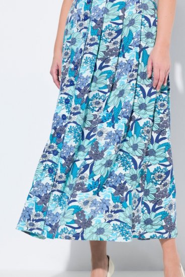 Ulla Popken 824966 Vestido camiseiro floral Azul-marinho - Vestidos camiseiros - 