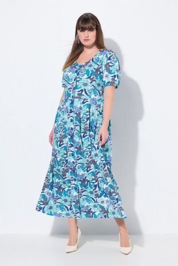 Ulla Popken 824966 Vestido camiseiro floral Azul-marinho - Vestidos camiseiros - 