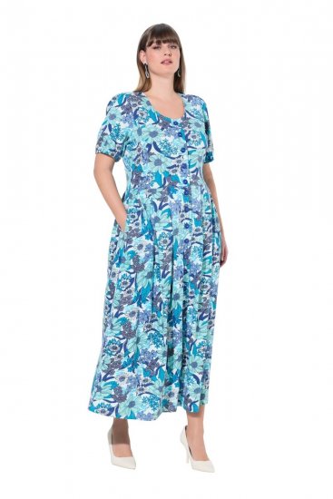 Ulla Popken 824966 Vestido camiseiro floral Azul-marinho - Vestidos camiseiros - 
