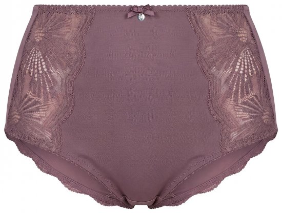 Ulla Popken 825788 Cuecas de cintura alta com renda Castanho - Cuecas - 