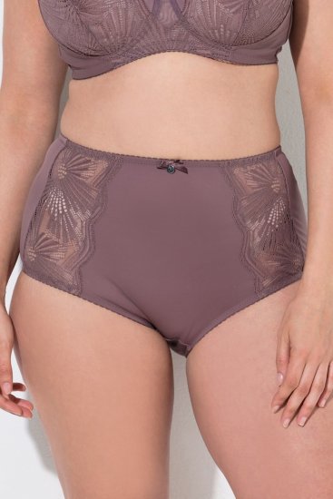 Ulla Popken 825788 Cuecas de cintura alta com renda Castanho - Cuecas - 