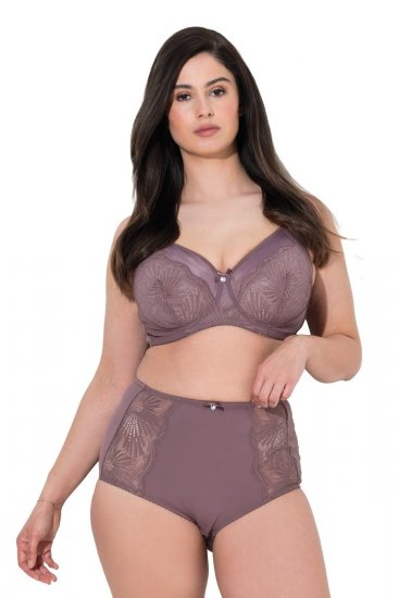 Ulla Popken 825788 Cuecas de cintura alta com renda Castanho - Cuecas - 