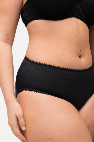 Ulla Popken 825790 Cuecas com flores com renda Preto - Cuecas - 