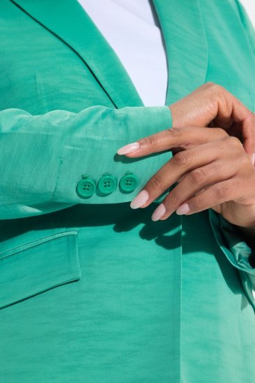 Ulla Popken 826161 Blazer texturizado Verde - Blazers e Coletes - Blazers em Tamanhos Grandes