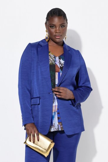 Ulla Popken 826161 Blazer texturizado com bolsos de pala Azul-marinho - Blazers e Coletes - Blazers em Tamanhos Grandes