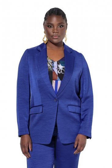 Ulla Popken 826161 Blazer texturizado com bolsos de pala Azul-marinho - Blazers e Coletes - Blazers em Tamanhos Grandes