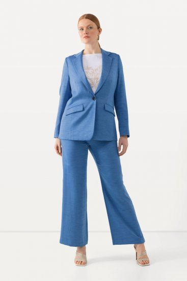 Ulla Popken 826163 Calças de fato largas Azul ganga - Calças de tecido - Calças Largas Femininas Plus Size