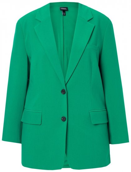 Ulla Popken 826487 Blazer oversize com bolsos de pala Verde-esmeralda - Blazers e Coletes - Blazers em Tamanhos Grandes