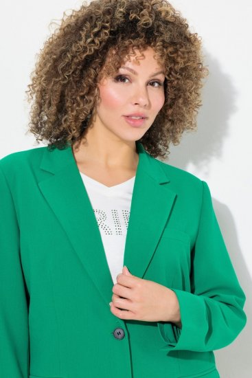 Ulla Popken 826487 Blazer oversize com bolsos de pala Verde-esmeralda - Blazers e Coletes - Blazers em Tamanhos Grandes
