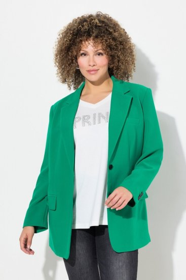 Ulla Popken 826487 Blazer oversize com bolsos de pala Verde-esmeralda - Blazers e Coletes - Blazers em Tamanhos Grandes