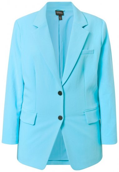 Ulla Popken 826487 Blazer oversize com bolsos de pala Turquesa-claro - Blazers e Coletes - Blazers em Tamanhos Grandes
