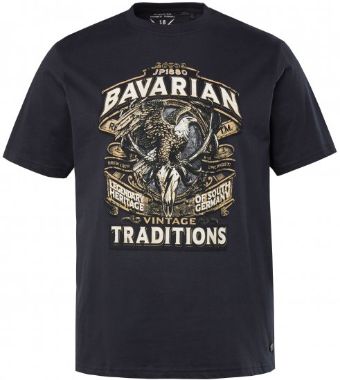 JP1880 Bavarian Design Vintage Looking T-Shirt Navy Blue - T-shirts - T-shirts Homem Tamanhos Grandes