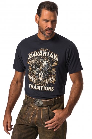 JP1880 Bavarian Design Vintage Looking T-Shirt Navy Blue - T-shirts - T-shirts Homem Tamanhos Grandes