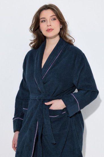 Ulla Popken 826794 Roupão turco Azul-marinho - Robes & roupões - 