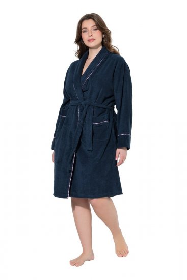 Ulla Popken 826794 Roupão turco Azul-marinho - Robes & roupões - 