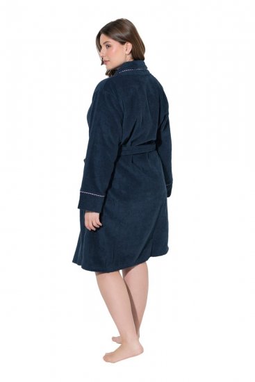 Ulla Popken 826794 Roupão turco Azul-marinho - Robes & roupões - 