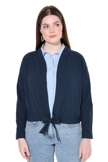Ulla Popken 827116 Bolero de gola alta em mistura de linho Azul-marinho - Boleros - 