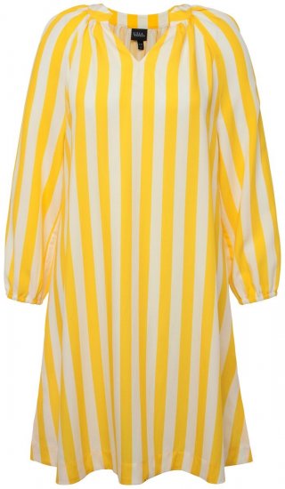 Ulla Popken 827653 Vestido às riscas Amarelo - Vestidos midi - Vestidos Midi Tamanhos Grandes